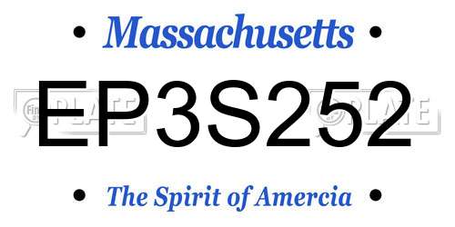 EP3S252 Massachusetts License Plate