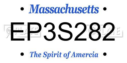 EP3S282 Massachusetts License Plate
