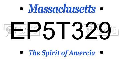 EP5T329 Massachusetts License Plate