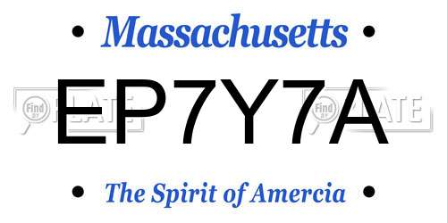 EP7Y7A Massachusetts License Plate