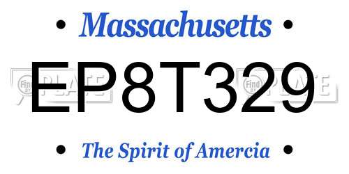 EP8T329 Massachusetts License Plate