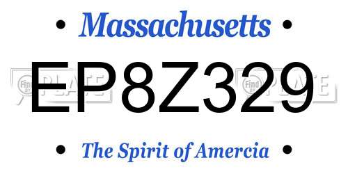 EP8Z329 Massachusetts License Plate