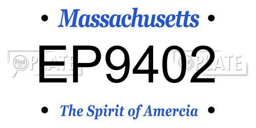 EP9402 Massachusetts License Plate