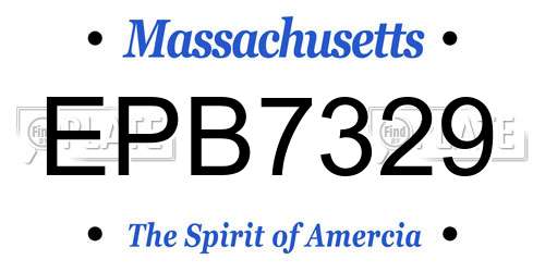 EPB7329 Massachusetts License Plate