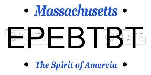 EPEBTBT Massachusetts License Plate