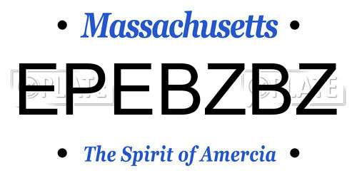 EPEBZBZ Massachusetts License Plate