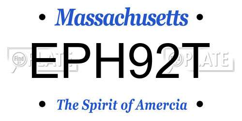 EPH92T Massachusetts License Plate