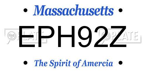 EPH92Z Massachusetts License Plate