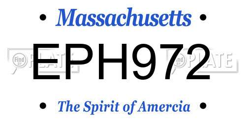EPH972 Massachusetts License Plate