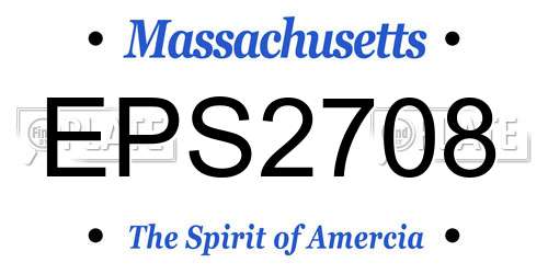 EPS2708 Massachusetts License Plate