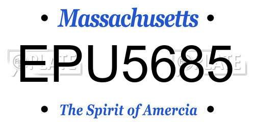 EPU5685 Massachusetts License Plate