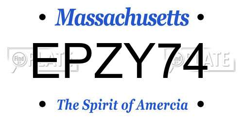 EPZY74 Massachusetts License Plate
