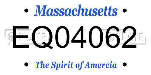 EQ04062 Massachusetts License Plate