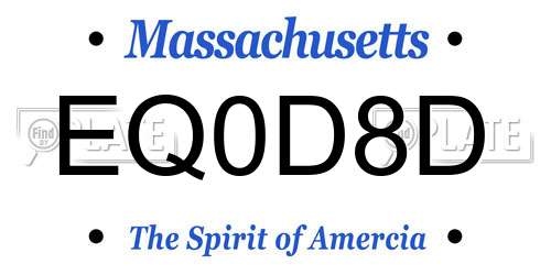 EQ0D8D Massachusetts License Plate