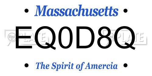 EQ0D8Q Massachusetts License Plate