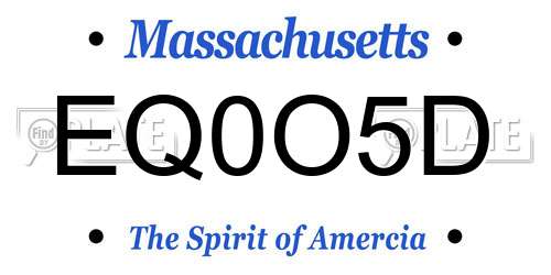 EQ0O5D Massachusetts License Plate
