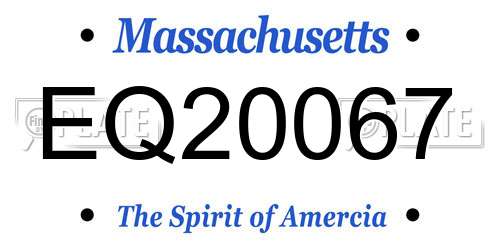 EQ20067 Massachusetts License Plate