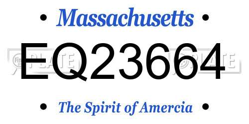 EQ23664 Massachusetts License Plate