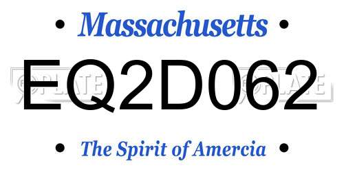 EQ2D062 Massachusetts License Plate