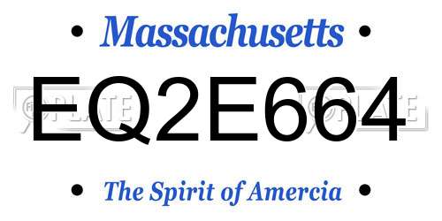 EQ2E664 Massachusetts License Plate