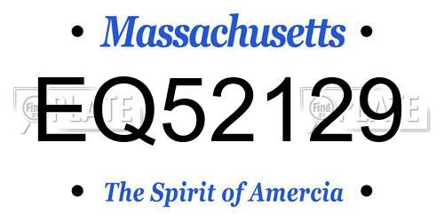 EQ52129 Massachusetts License Plate