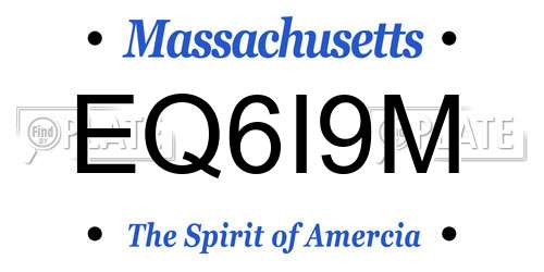 EQ6I9M Massachusetts License Plate