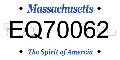 EQ70062 Massachusetts License Plate