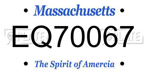 EQ70067 Massachusetts License Plate