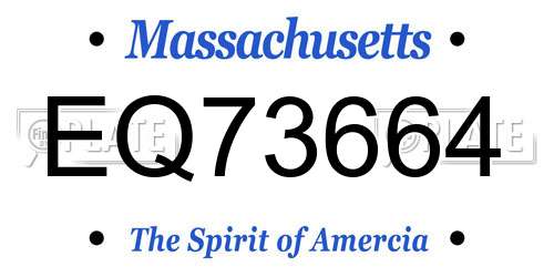EQ73664 Massachusetts License Plate