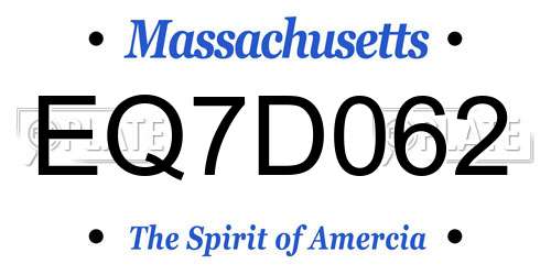 EQ7D062 Massachusetts License Plate