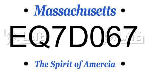 EQ7D067 Massachusetts License Plate