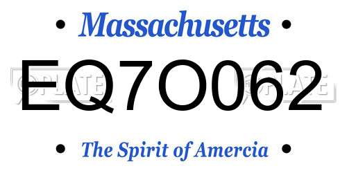 EQ7O062 Massachusetts License Plate