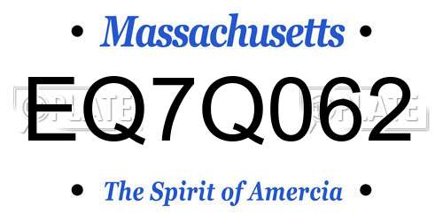 EQ7Q062 Massachusetts License Plate