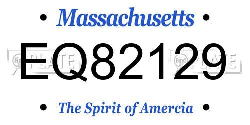 EQ82129 Massachusetts License Plate