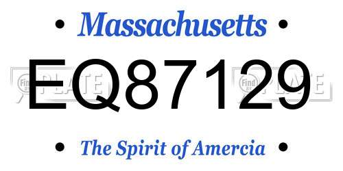 EQ87129 Massachusetts License Plate