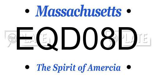 EQD08D Massachusetts License Plate
