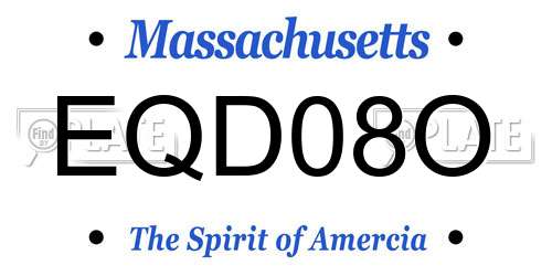 EQD08O Massachusetts License Plate