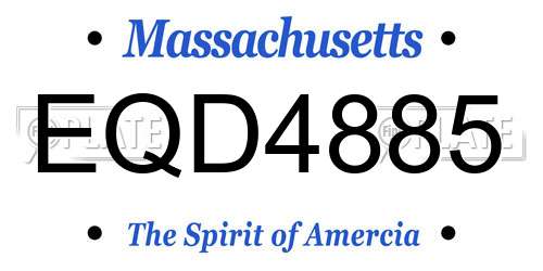 EQD4885 Massachusetts License Plate