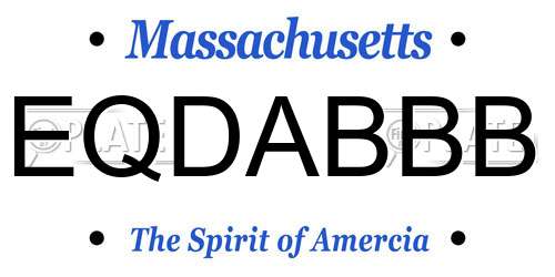 EQDABBB Massachusetts License Plate