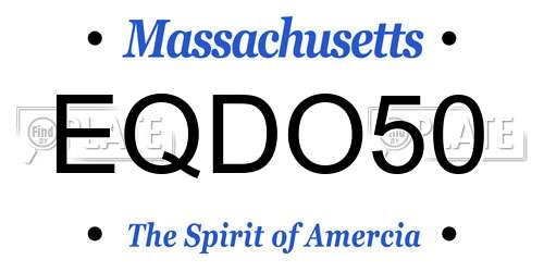 EQDO50 Massachusetts License Plate