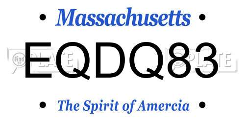 EQDQ83 Massachusetts License Plate