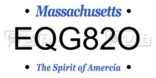 EQG82O Massachusetts License Plate