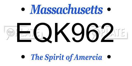 EQK962 Massachusetts License Plate