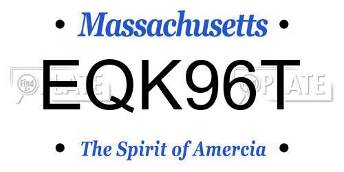 EQK96T Massachusetts License Plate