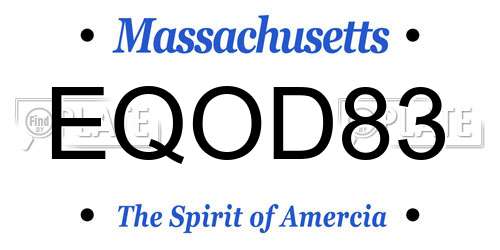 EQOD83 Massachusetts License Plate