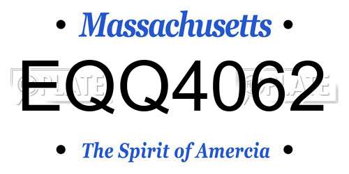 EQQ4062 Massachusetts License Plate