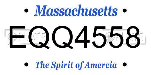 EQQ4558 Massachusetts License Plate