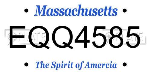 EQQ4585 Massachusetts License Plate