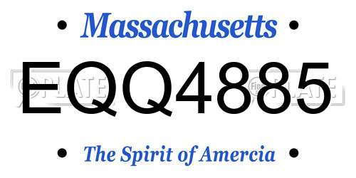EQQ4885 Massachusetts License Plate