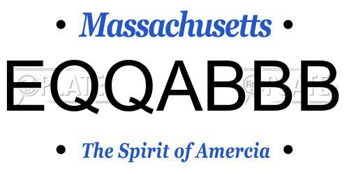 EQQABBB Massachusetts License Plate
